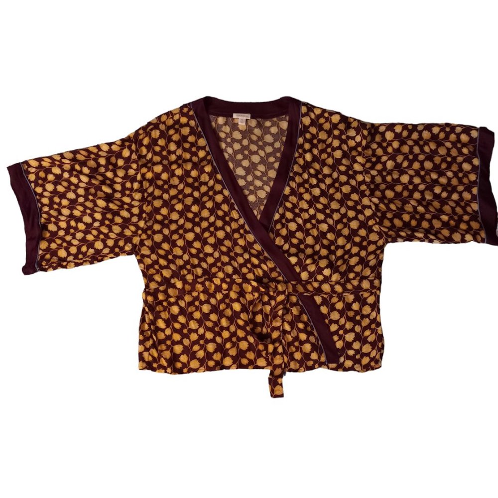 Xhilaration gold maroon rayon short belted kimono jacket size XL - Picture 6 of 8
